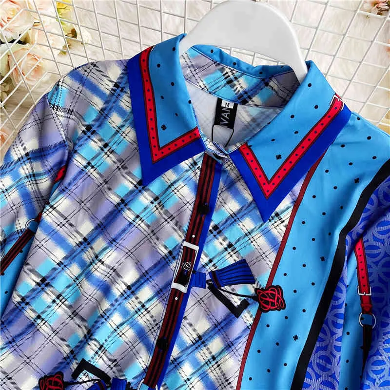 봄과 가을 인쇄 히트 컬러 긴팔 셔츠 숙녀 패션 캐주얼 기질 탑 HK167 210506