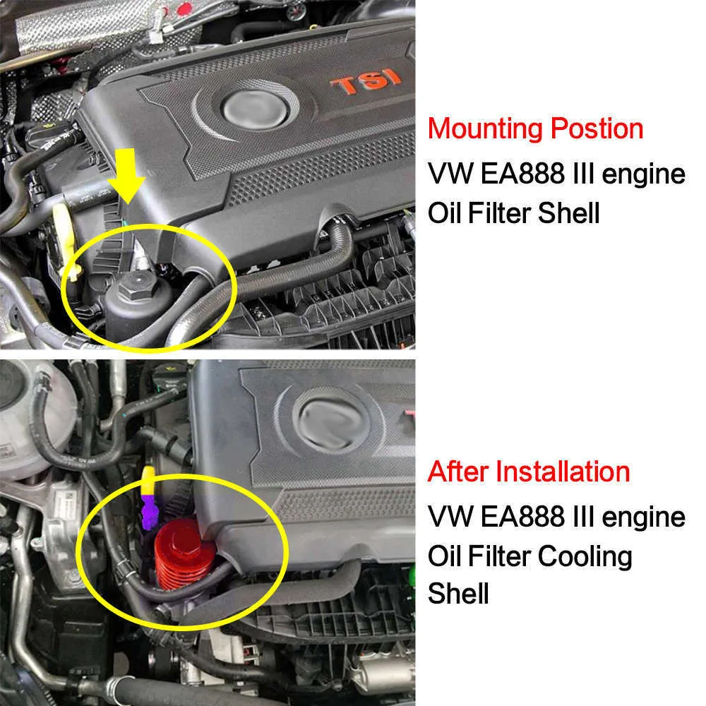 Aluminiowy silnik filtr olejowy chłodzący skorupa do Volkswagen Golf 7 GTI R Scirocco i Audi S3 A3 Q5 MK7 Car Styling Caring