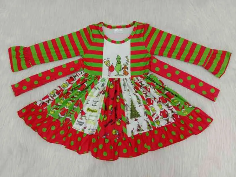 Étole de noël mignonne petite fille robe de noël automne à manches longues fête anniversaire vacances cadeau robe de princesse G1215