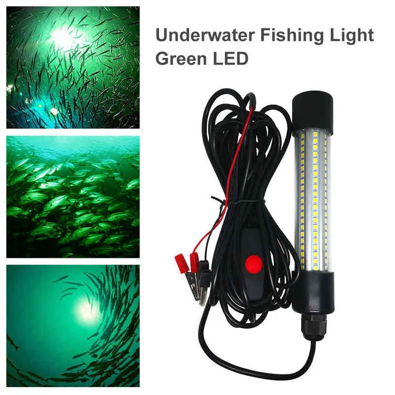 12 V 20W 126 LED Zielony Podwodny Zanurzalny Noc Lampa Wędkarska Zbieranie Fish Finder Lampa Przyciąga Kołowrotki Kalmarni Krill Lampa 220120