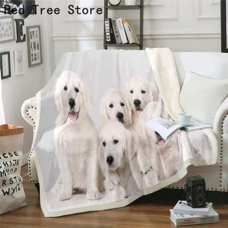 3D Printed Dog Animals Pattern Blanket Sofa Couch Bedding Throw Soft Cartoon Cover Bedspread Kids Baby Gift Home Decor Textile