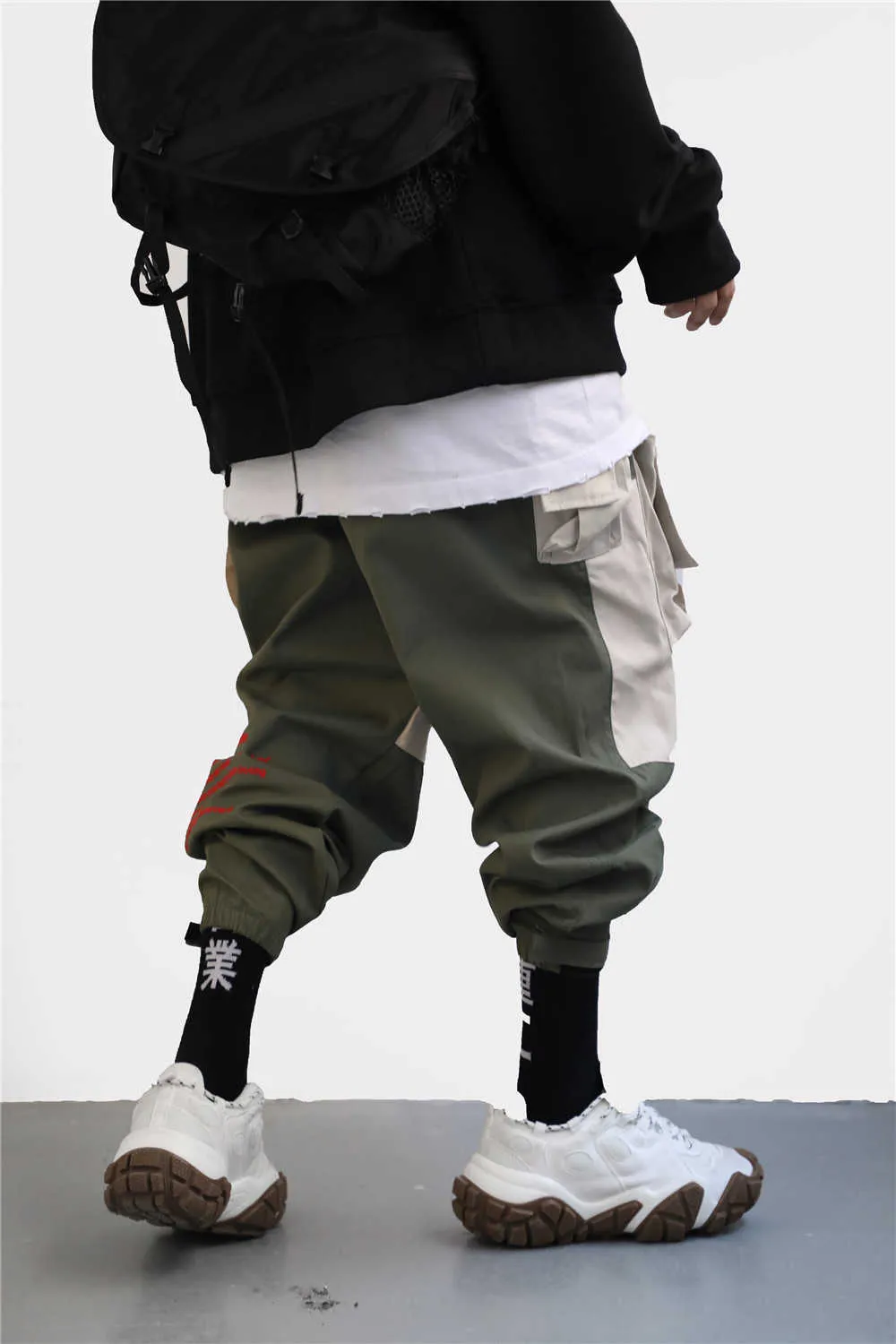 Japanska streetwear muti-fickor Techwear Cargo byxor för män 210715