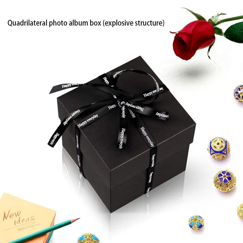 DIY Handmade Hexagon Surprise Explosion Box Scrapbook Photo Album Boîte-cadeau de mariage pour anniversaire Valentine Noël Coffrets cadeaux 210402