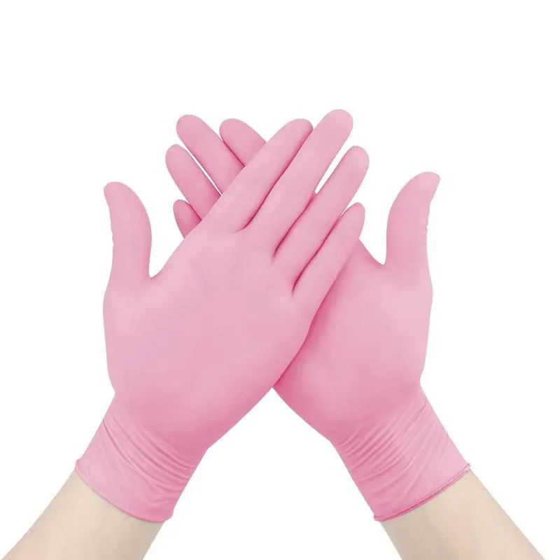 Wegwerphandschoenen Nitril 50 100 stuks Roze Wegwerpkwaliteit Waterdicht Allergie Werkveiligheid Tuinieren Zwart234P