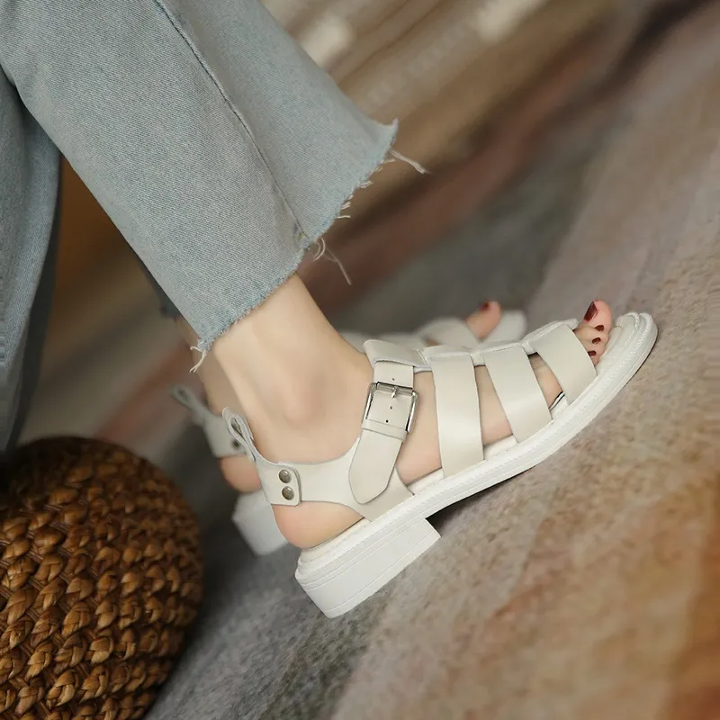 Morazora moda sandálias de couro genuíno mulheres sapatos recortes gladiador sandálias moda senhoras casuais sapatos de rua 210506