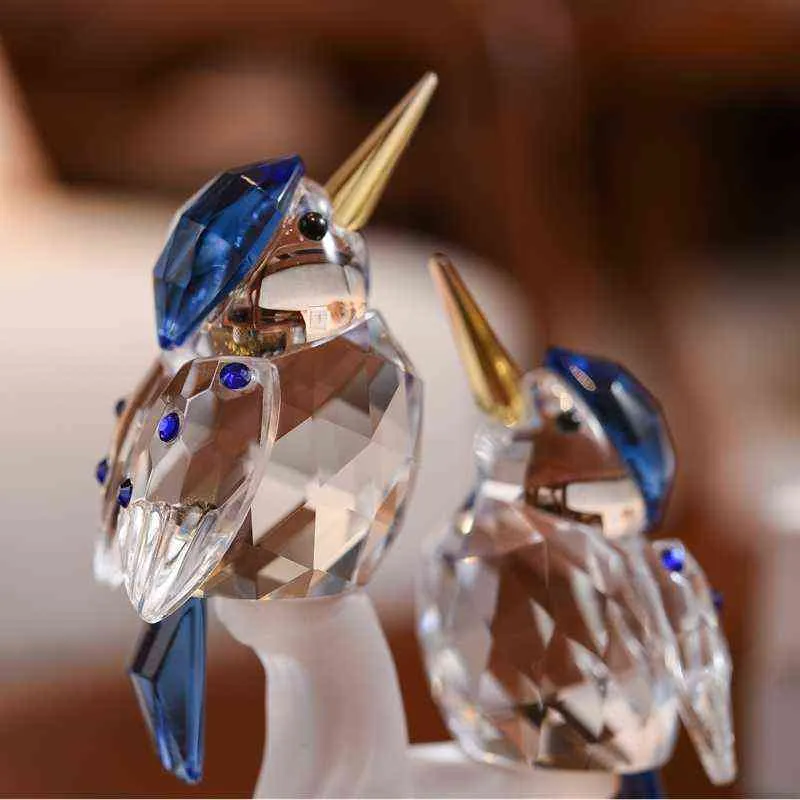 Elegant Glass Animal Bird Figurines Paperweight Crystal Craft Miniature Figurine Xmas Gifts Home Wedding Decor 211108