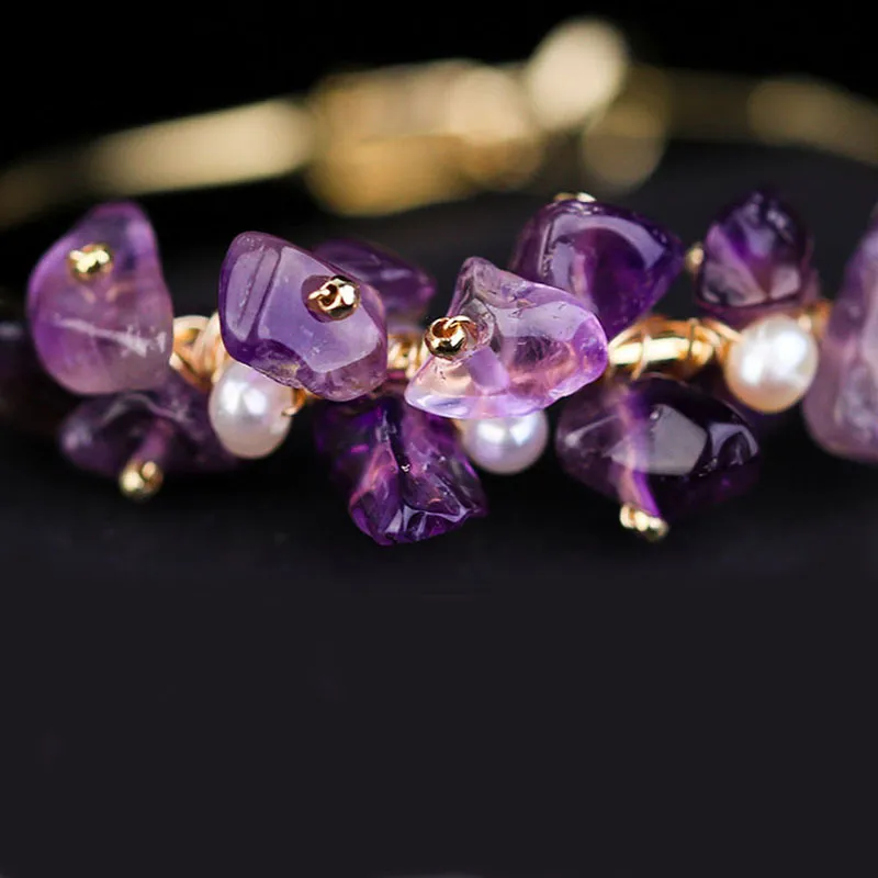 2020女性紫のフープクリスタル天然石真珠の繊細なジュエリービッグボヘミアボホループイヤリングガールズパーティーギフト