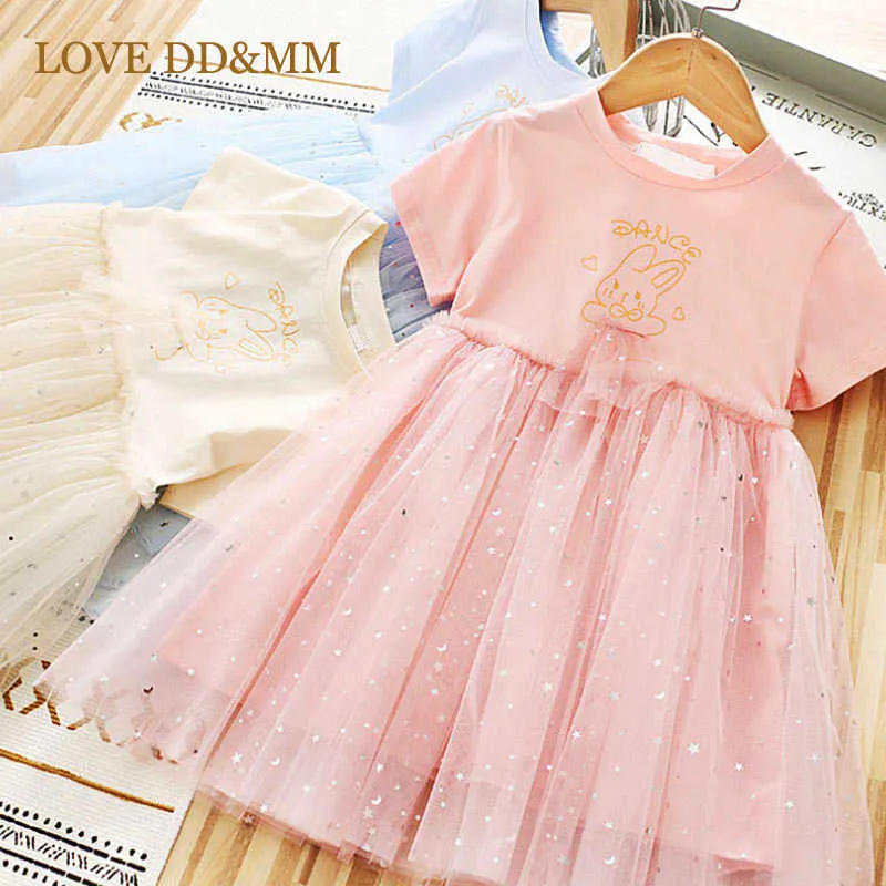 LOVE DD&MM Girls Dresses Summer Sweet Rabbit Print Mash Dress Kid Party Vestidos Casual Outfit For Girl 3-8 Years 210715
