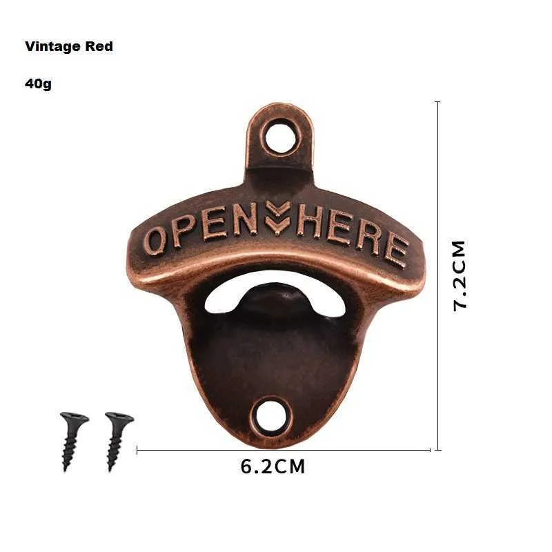 20 Pack Open Here Bottle Opener Wall Mounted Vintage Retro Zinc Alloy Beer OpenersTools Four Colors Combinations Bar Accessories X239o