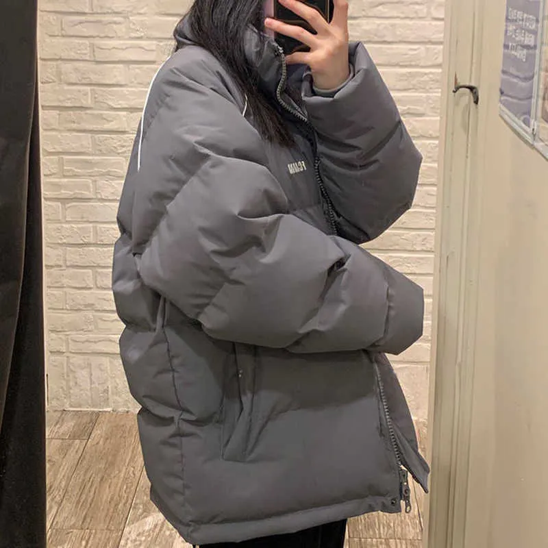 women's parka coat fashion basic cotton down jacket winter soft and thick leisure stand-up collar 211013