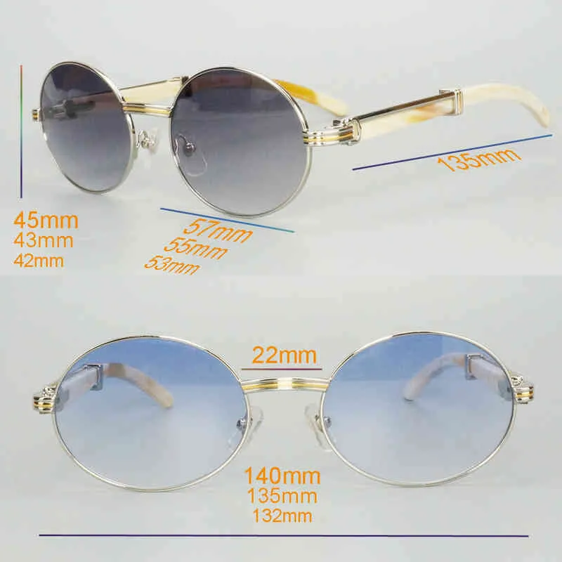 Hommes Lunettes De Soleil De Designer Ovale À La Mode Femmes Lunettes De Soleil Français Clair Blanc Corne Lunettes Rétro Rond Transparent Gafas De Sol