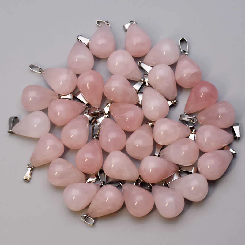Fashion Natural Stone god kvalitet kvarts roshänge halsband för att göra smycken charmpunkt delar 24-50 st mycket hela 211314s