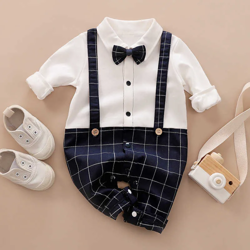 Vår Höst Baby Romper Långärmade Kläder Boy Set Kostymer för Babies Årets 210528
