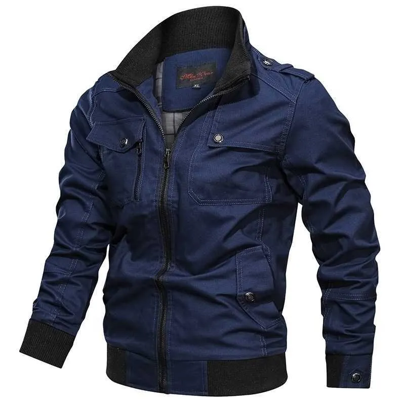 2021 primavera e no outono jaqueta bomber masculina casual plus size masculino militare jaqueta de algodo casaco piloto do exrc X0710