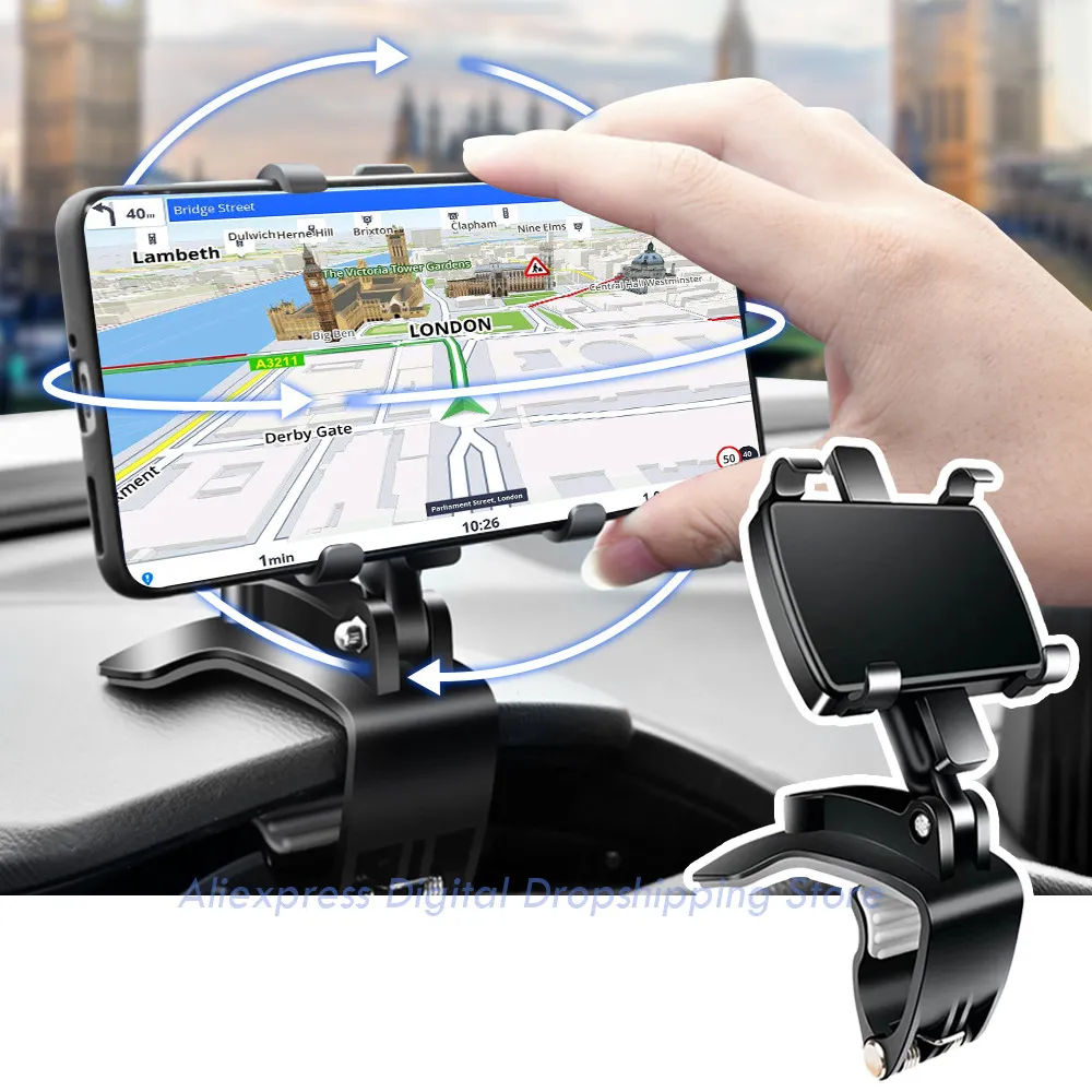 Nowy Uniwersalny Deska Rozdzielcza Uchwyt Telefonu Łatwy Clip Mount Stand GPS Wyświetlacz Wspornik Samochodowy Stojak wspornikowy dla iPhone Samsung Xiaomi