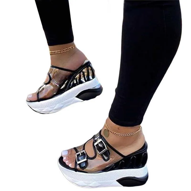 Dropship Wave Wedges Femmes Sandales Confortable Plate-forme d'été Femme 2020 Talons hauts Chaussures décontractées Femme Y0721