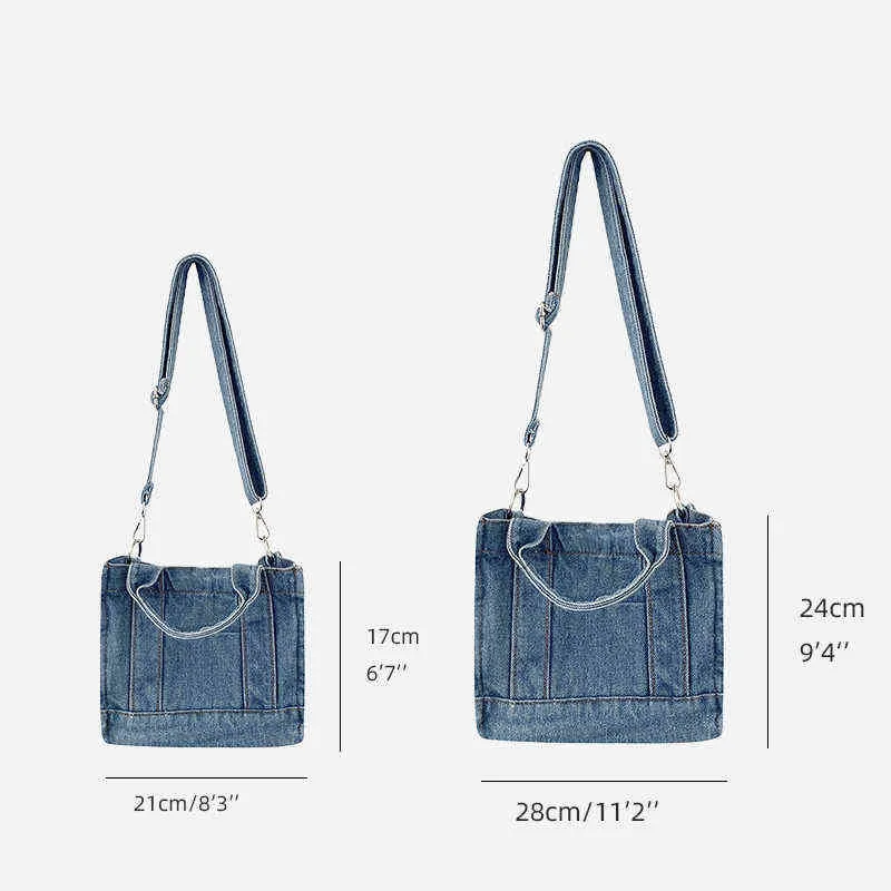 Shoppingväskor Denim Jeans Sholuld Bag Cool Girl Fashion High Street Style Nice Hårdvara Y2K Mini i Drop Ship Women's 220307