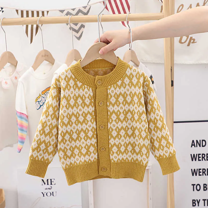 Осенний детский свитер для мальчика Girl Coats 2021 Новый случайные детские теплые одежды 2-6Y детей верхняя одежда вязаные кардиганские девушки свитер Y1024