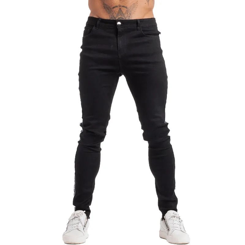 Noir Skinny Jeans Hommes Homme Denim Stretch Slim Fit Jeans Marque Biker Style Classique Marque Jeans Hommes Coton zm57