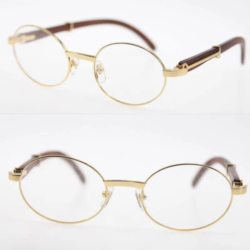 18k Gold limited Wood Oval shape face Sunglasses Eyewear Round Eyeglasses Wooden Glasses Men women Transparent lens male and femal2449