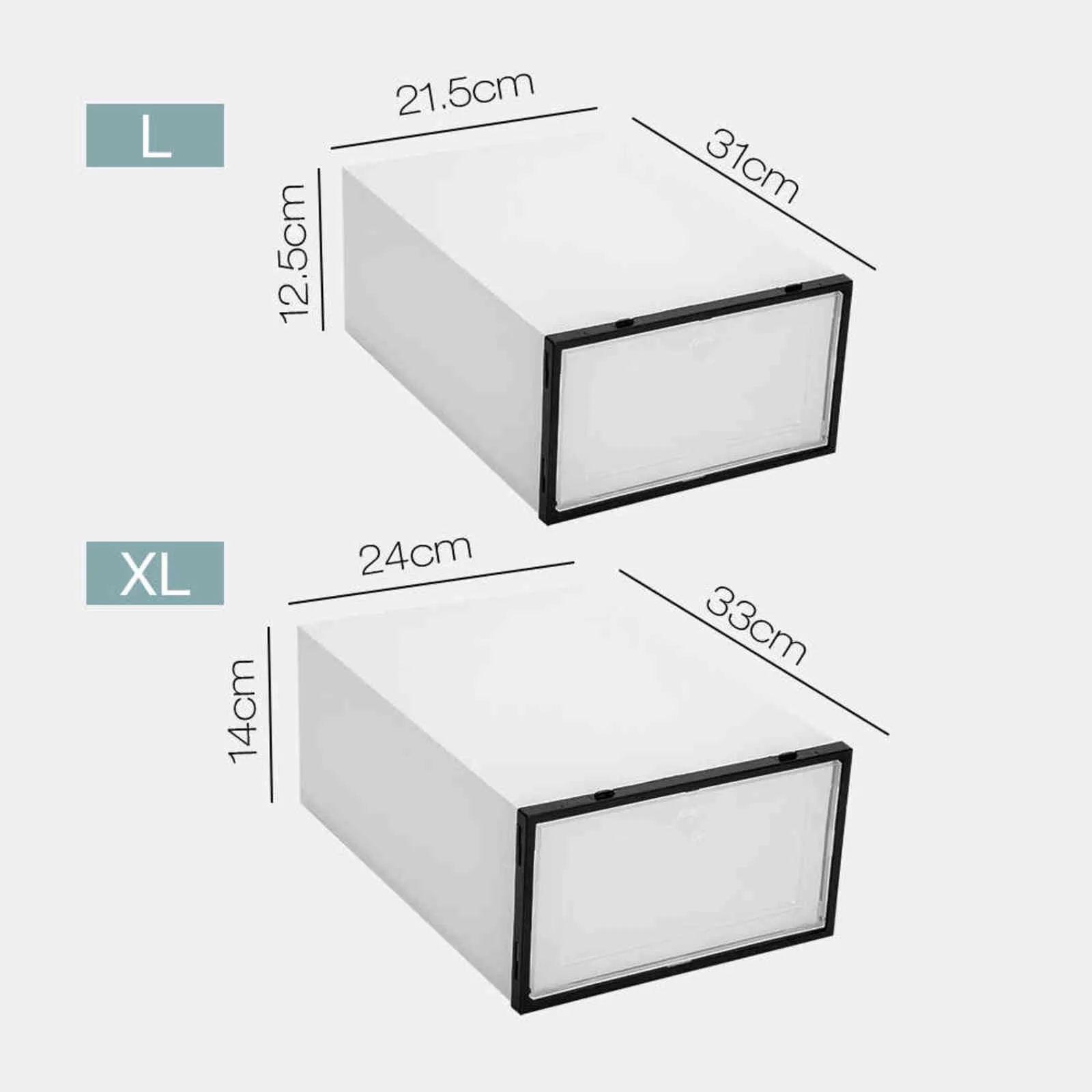 6/Foldable Storage Box Transparent Shoe Boxes Shoes Cabinet Plastic Clothes Storage Container Shoes Organizer Case 211112