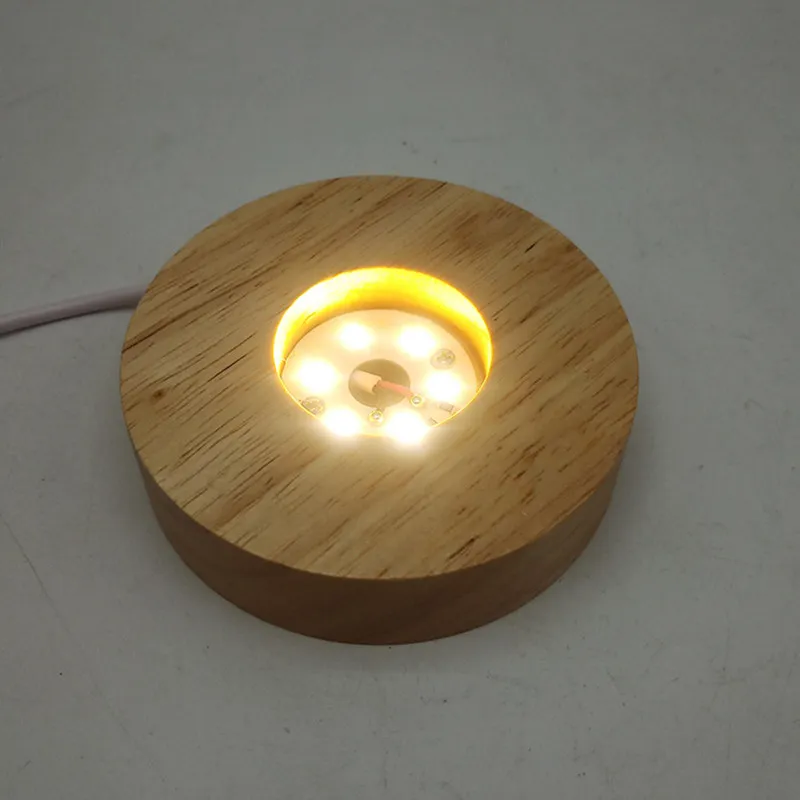 Bascailleur à base de base de la nuit en bois 3d Night Light pour cristaux pour les cristaux en verre éclairage ACCESSOIRES 2480