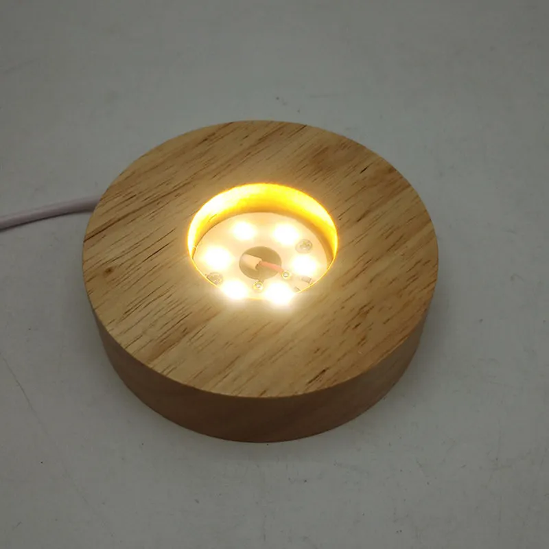 Holz 3D -Nachtlicht runder Basishalter LED -Ausstellungsständer für Kristalle Gla -Kugel Beleuchtung Beleuchtung Accessoires271n