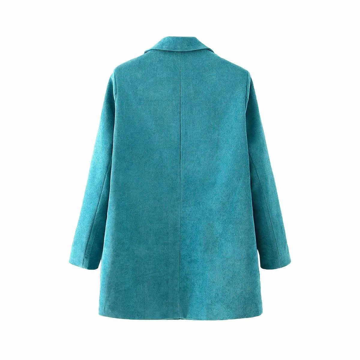 カジュアルなレトロな女性のスーツジャケット秋のファッションコーデュロイ緩い長い女性スーツジャケットの上品なジャケットの上品なコート210527
