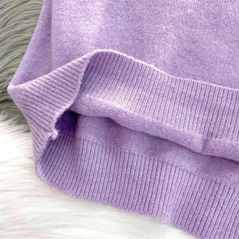 Ezgaga stile preppy dolce maglione pullover donna inverno nuovo coreano colletto rovesciato capispalla solido sciolto donna top in maglia 210430