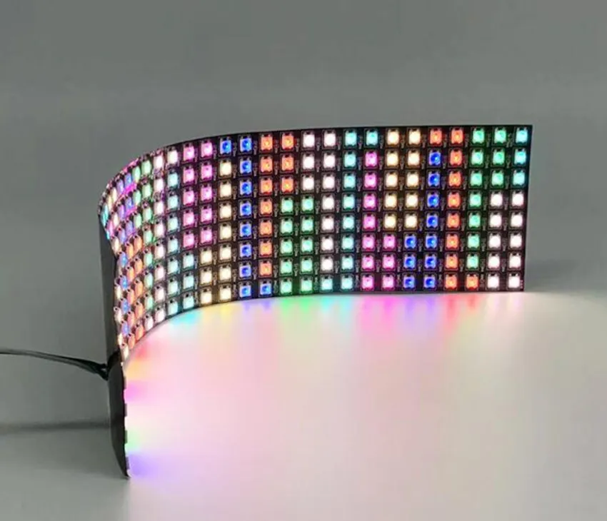 WS2812B RGB 5050 SMD الوحدات المرنة 8x8 16x16 8x32 Pixel Matrix Screen WS2812 IC LED MODULE بشكل فردي DC5V276Z