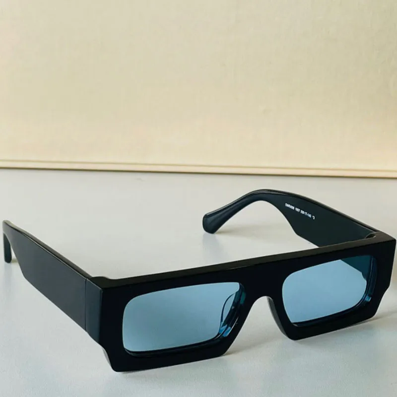 مصمم النظارات الشمسية OMRI006 الأزياء الفاخرة الكلاسيكية المستطيلة الإطار الأصفر الساقين مرآة السهم مزدوج الرجال والنساء عطلة Glasse255z