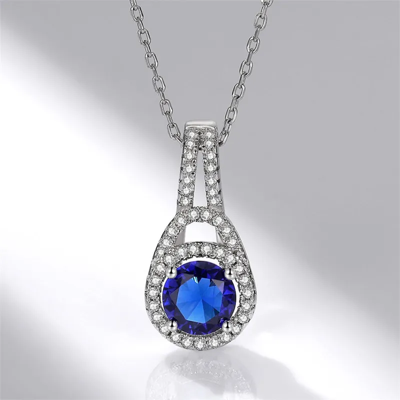 925 sterling silver smycken halsband för kvinnor låser design safir gemtone pendell halsband klassiska bröllopspresent xdz01420352991288125
