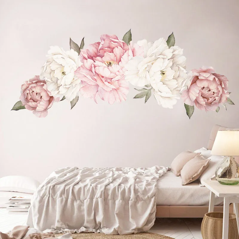 Piękne różowe piciowe kwiaty naklejki ścienne do pokoju dziecięcego salon sypialnia domowa dekoracja naklejka do domu dekoracje domowe dziecięce 6414639