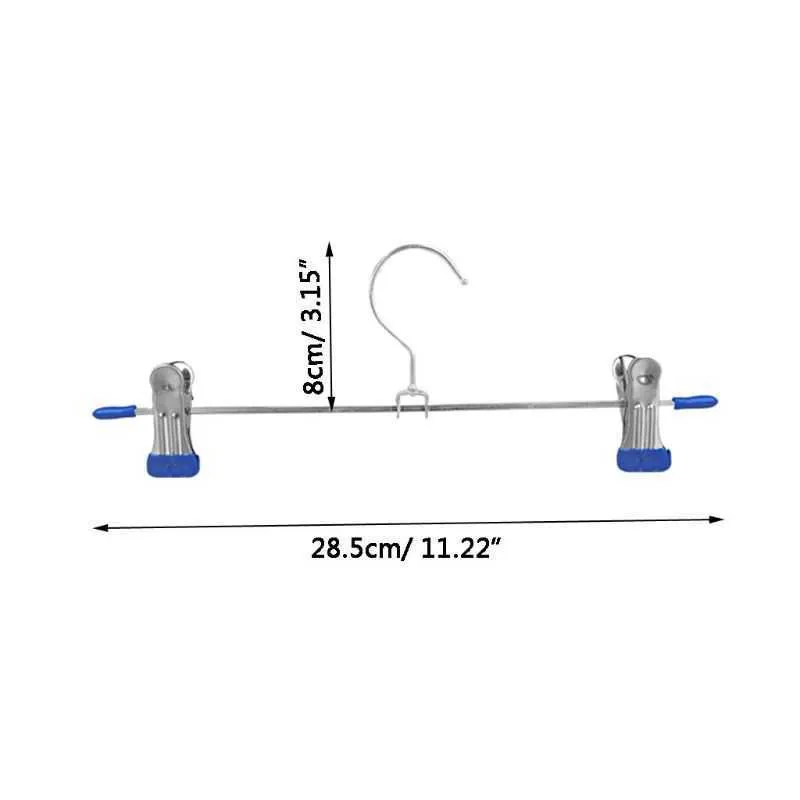 10 unids/lote de perchas para ropa, soporte de Clip de acero inoxidable, colgador de pantalones, falda, ropa de chico, agarre de pellizco ajustable, Cabide 210702