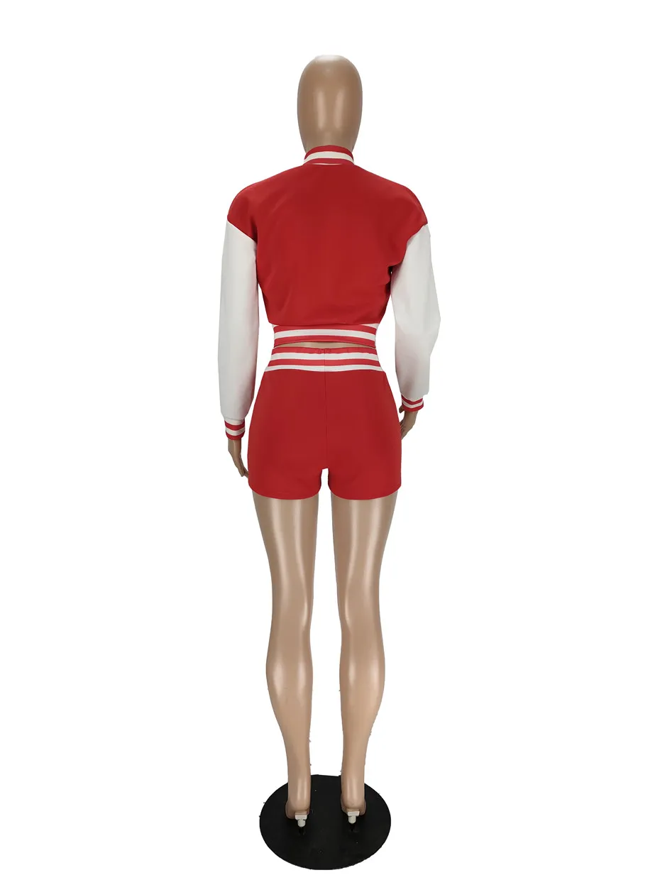 Womens Tracksuits Baseball Outfits Long Sleeve Shorts Set Jogging Sportsuit Fashion Letter Print K8427