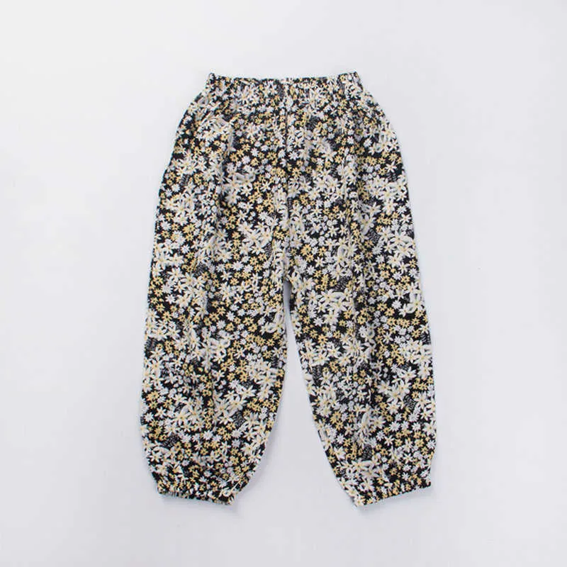 Bear líder crianças meninas meninas leggings à prova de mosquito verão estilo coreano calças casuais crianças roupas soltas florais para 2-7Y 210708