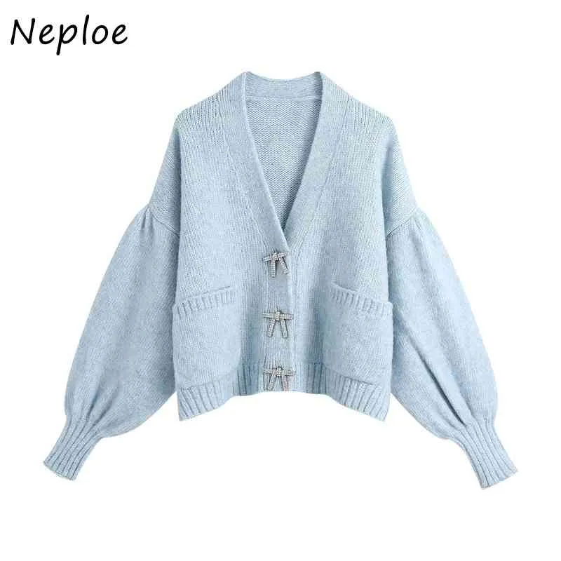 Col en V à manches longues simple poitrine tricot Cardigans Pull femmes solide printemps été Pull Femme tout Match Sueter 210422