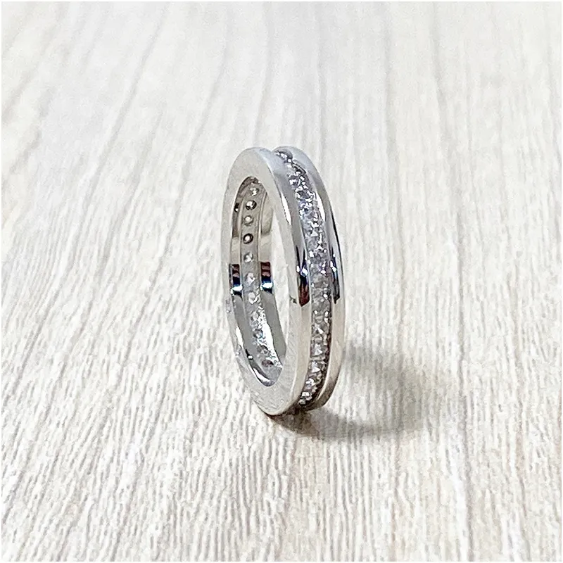 Professionele Diamonique gesimuleerde diamanten ringen 18k wit vergulde trouwring maat 6 7 8 Love Forever ringaccessoires met J255J