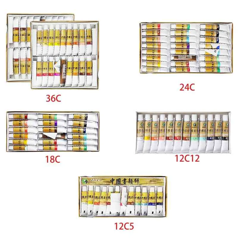 12 18 24 36 cores 5 12ml pintura chinesa pigmento aquarela pintura ferramentas de desenho para iniciantes artista estudantes arte suprimentos321e