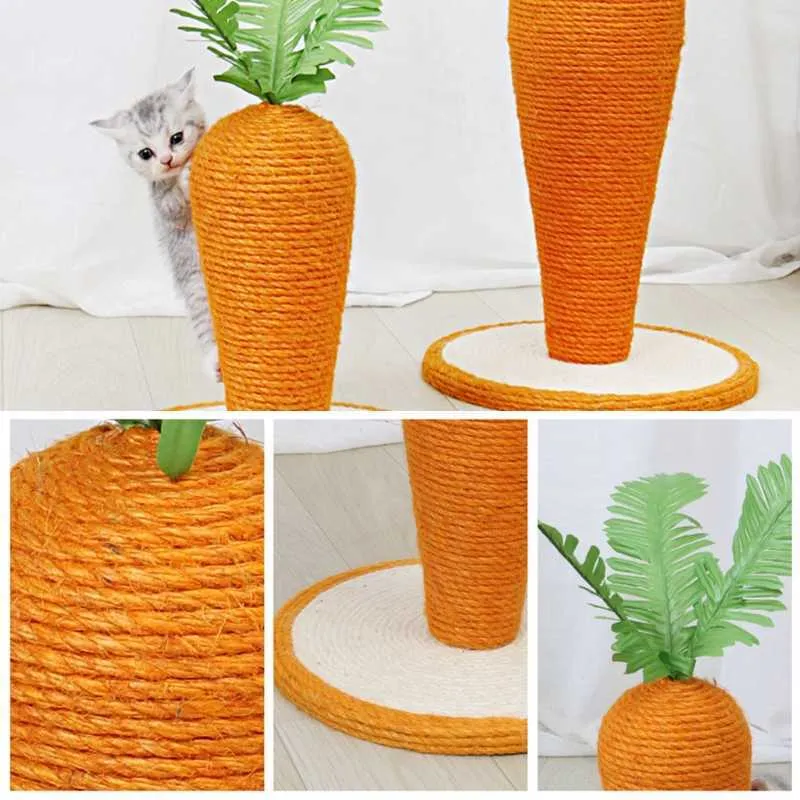 Colonna tiragraffi gatti Simpatici giocattoli interattivi a forma di carota Post s Kittens Sisal Pole er 210929