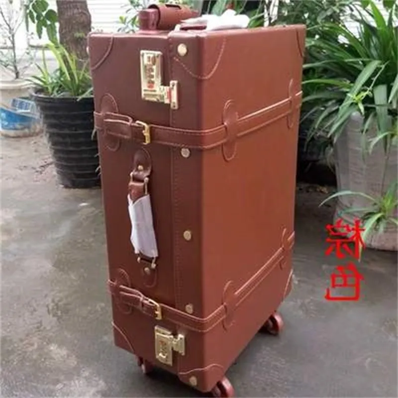 luggaga bags luggage Women Password retro trolley suitcase red with handbag travel Rolling 20 inch hard shell J0511