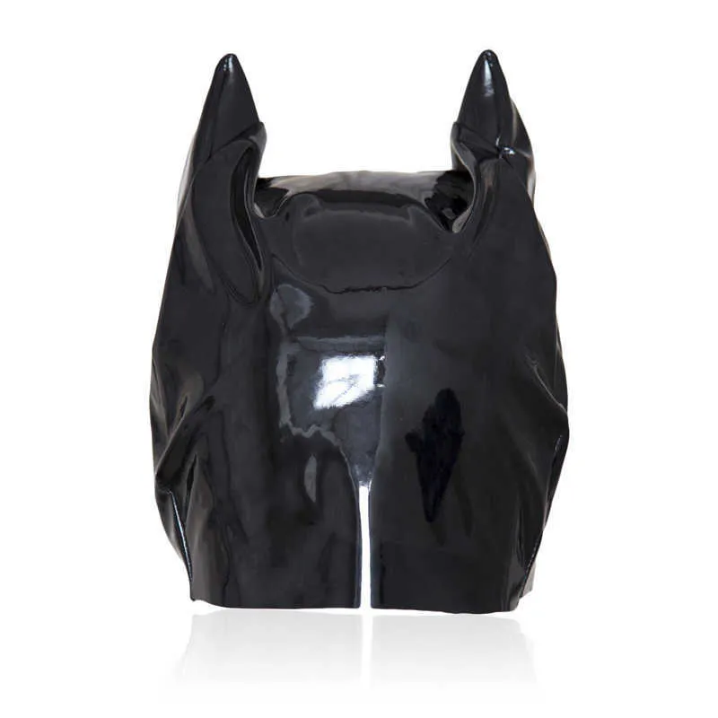 Maschera la testa di gatto in pelle sexy, maschera il viso con cappuccio gatto fetish BDSM Gioco di ruolo animali domestici Maschera feste Testa di schiavo Bondage Giocattoli del sesso le donne Q0818