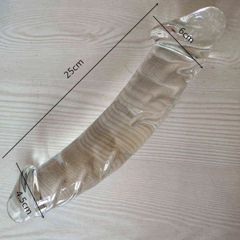 Большой двойной стеклянный фаллоимитатор Crystal Anal Long Dildos Plug Ful Fake Penis Dick GSPOT Женский мастурбационный секс -игрушки для женщин мужчины 21111484530