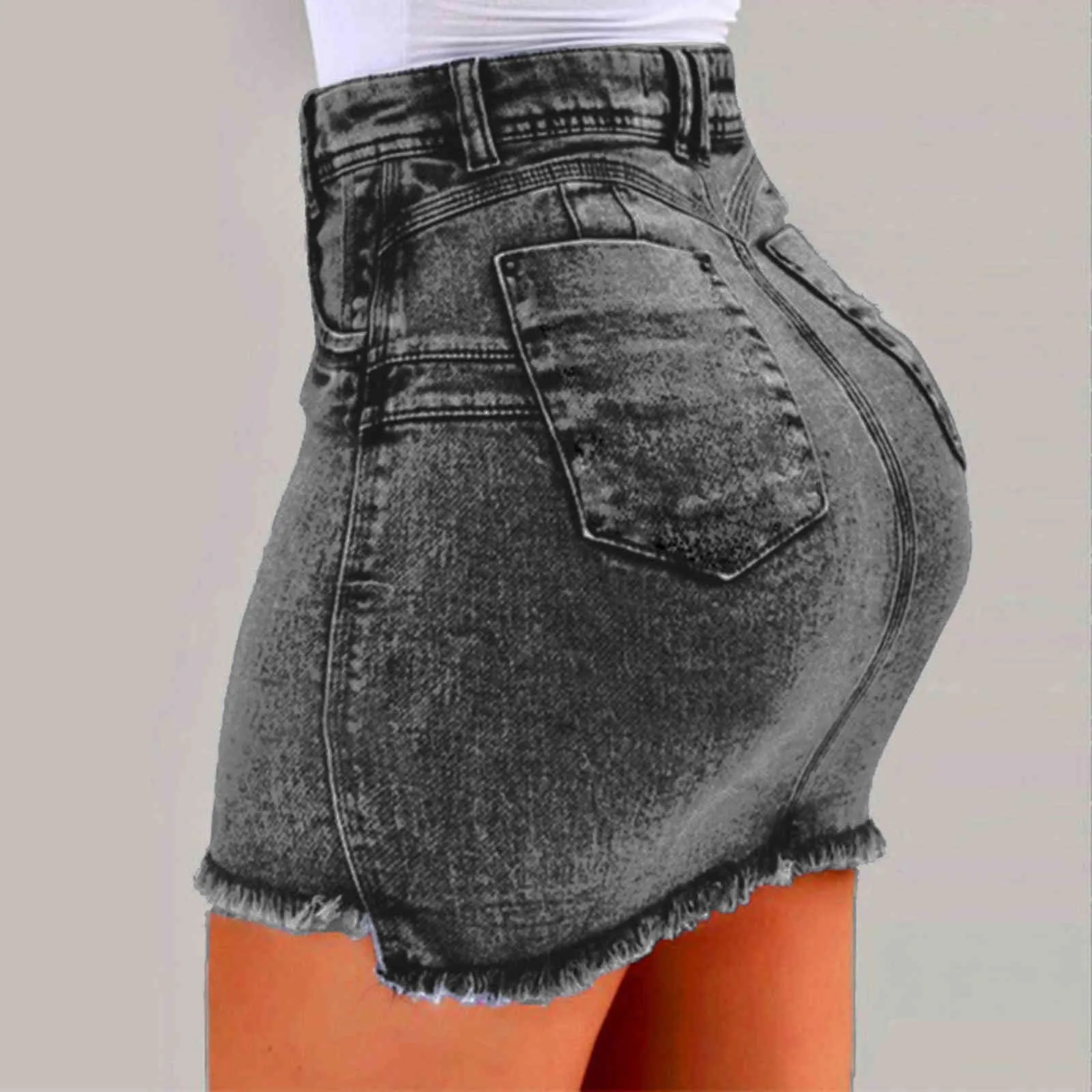 Sexy vrouwen hoge taille denim rok mode zomer slanke rafelige mini denim rokken dame leisure zakken wassen denim shorts jeans ll3 x0428