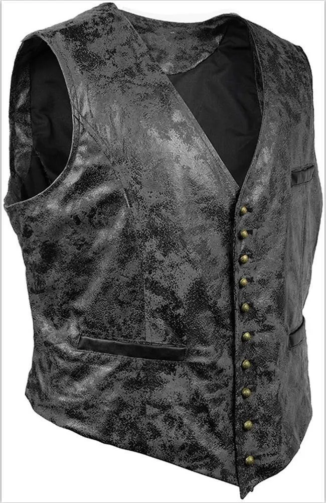 Suede Slim Single Breasted Men Vest Suit Brand Vintage V-Neck Vests Steampunk Casual Retro Waistcoat For Wedding Gilet 210524
