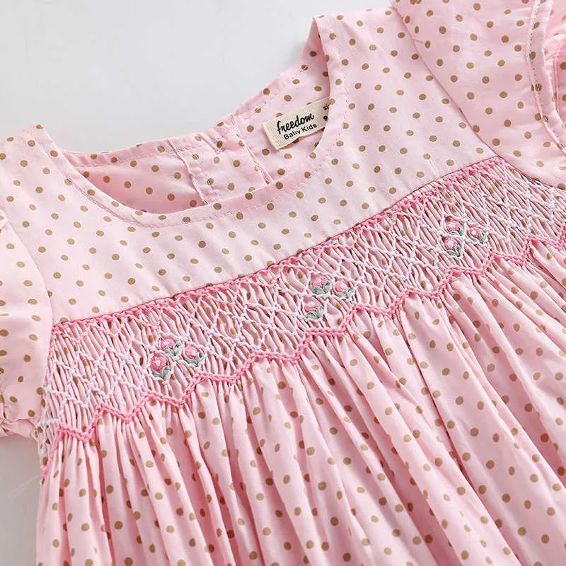 Kinder Spanische Kleider Mädchen Handgemachte Smock Kleid Baby Mädchen Smocking Stickerei Kleidung Kleinkind Vestidos Infant Kleid 210615
