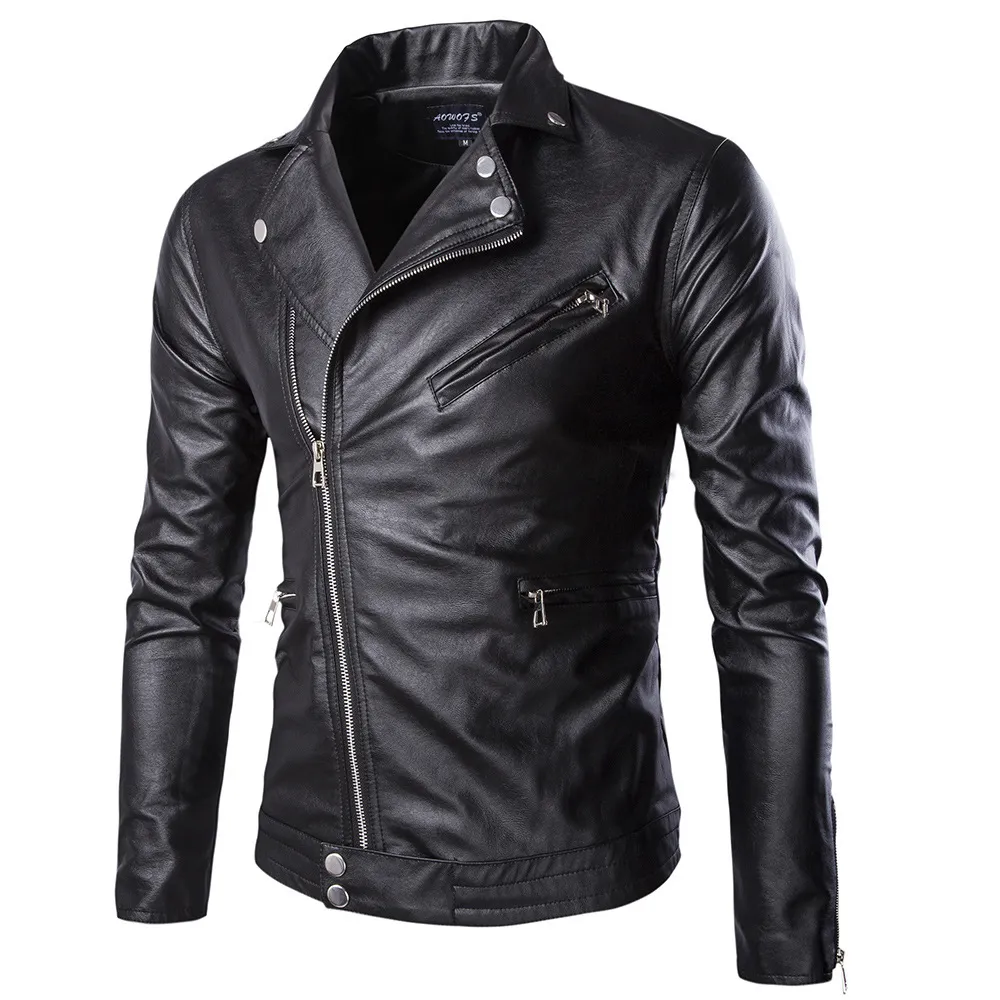 Classic Casual Mens Faux Leather Motorcycle Biker Jacket Autumn Winter PU Leather Jacket Men Mens Jackets and Coats Hombre 210524