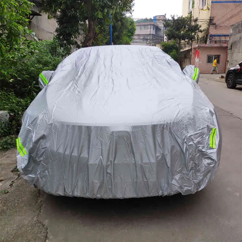 유니버설 SUV / 세단 풀 커버 야외 방수 태양 비 스노우 보호 UV 자동차 우산 실버 S-XXL 자동 케이스 커버