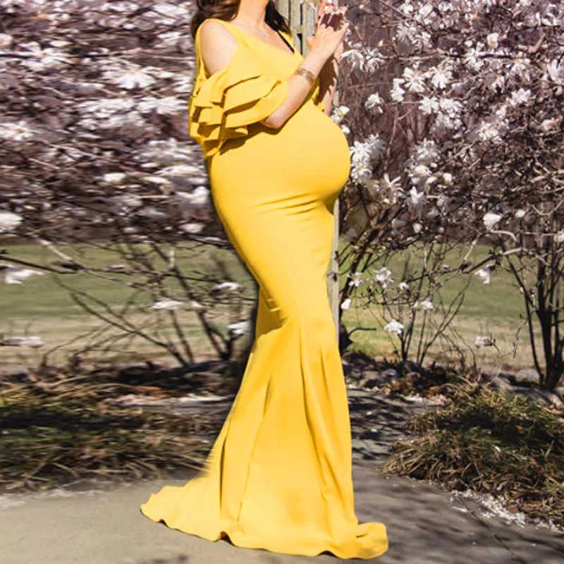 Vestidos de maternidad para Po Shoot Long Maxi vestido de noche embarazo Pography Props mujeres embarazadas Baby Shower 210922