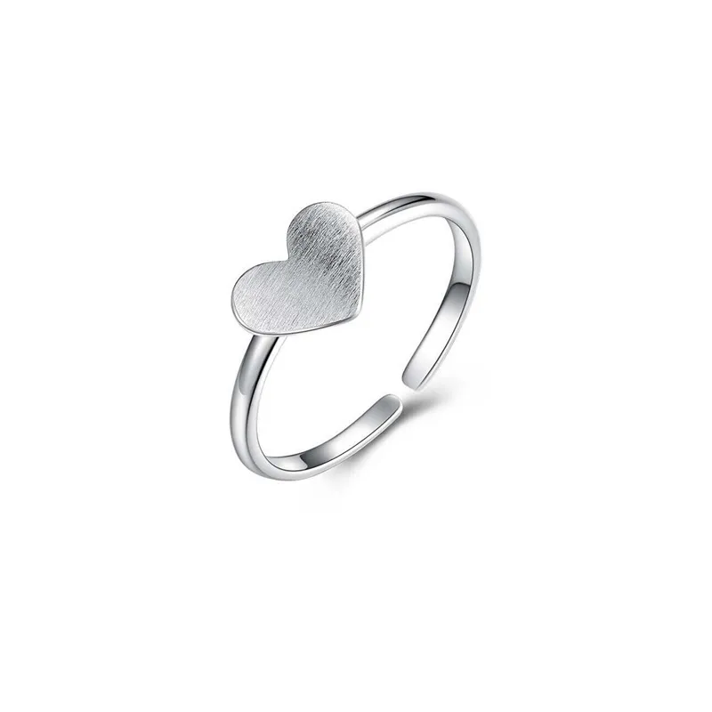 Genuine 925 Sterling Silver Love Heart Ring Women Minimalist Fashion Sweet Girl Student Jewelry Party Birthday Gift 210507205o